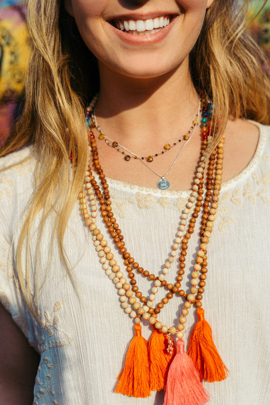Sandelholz Chakra Mala - Rainbow