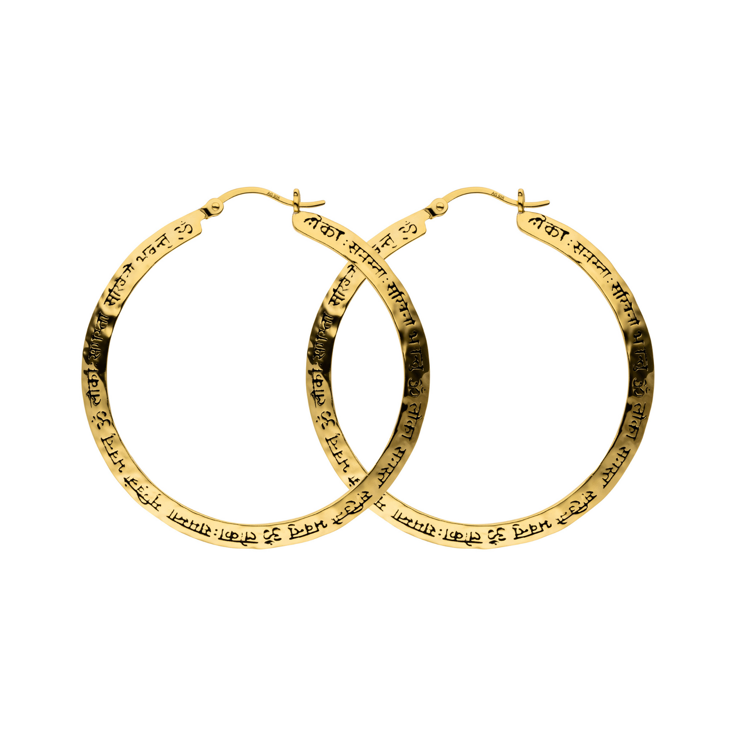 Große Mantra Kreolen „Wahrheit“, Gold. eicht im Gewicht, geeignet für jeden Tag. Verbundenheit mit dir & der Welt. Aus reines Sterlingsilber.