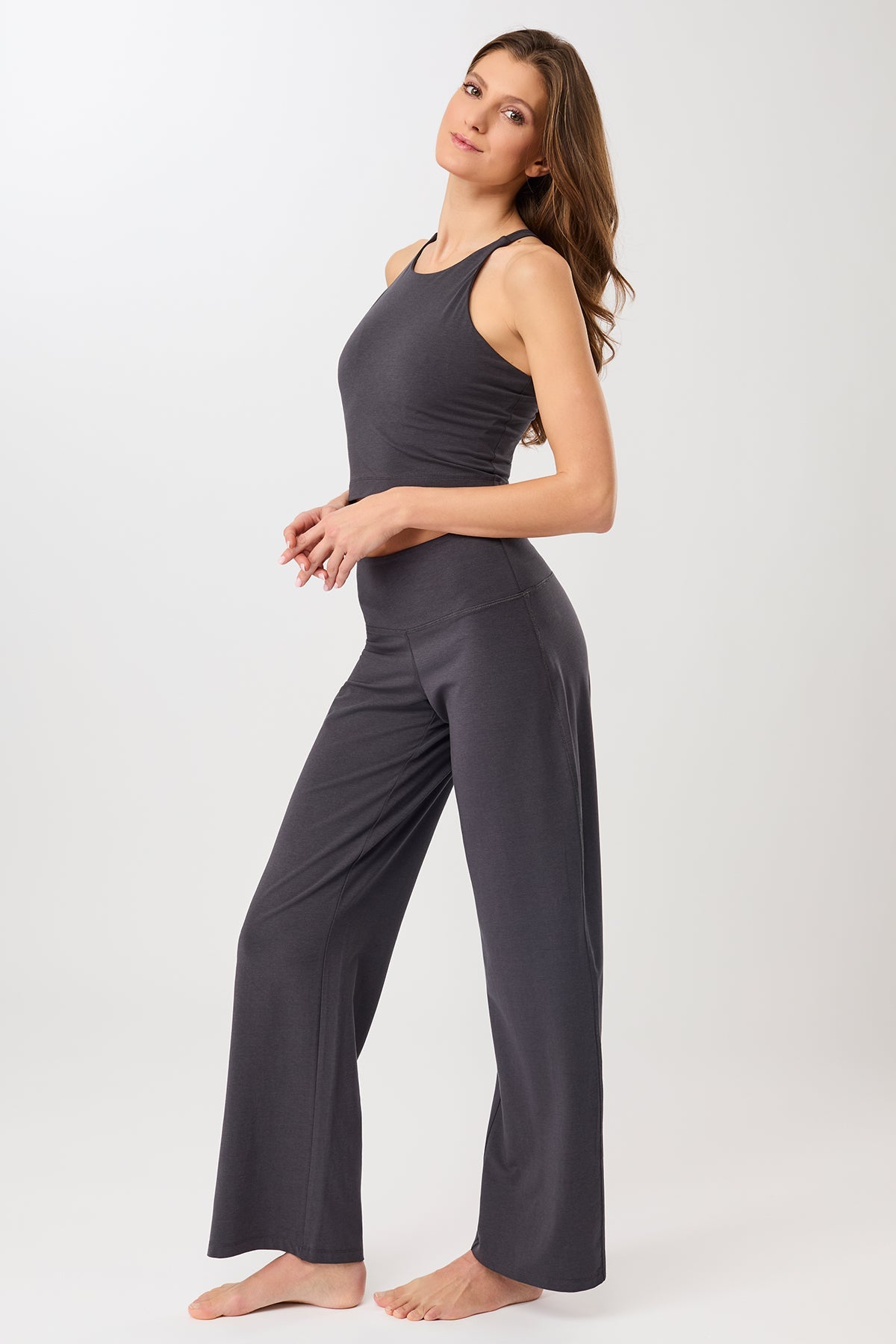 Yoga-Hose mit weitem Bein (grau)