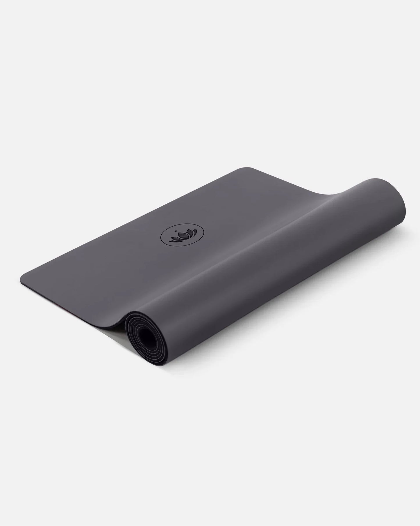 Anthrazit Anthracite - Yogamatte PURE halb aufgerollt, Ansicht Oberfläche | Lotuscrafts