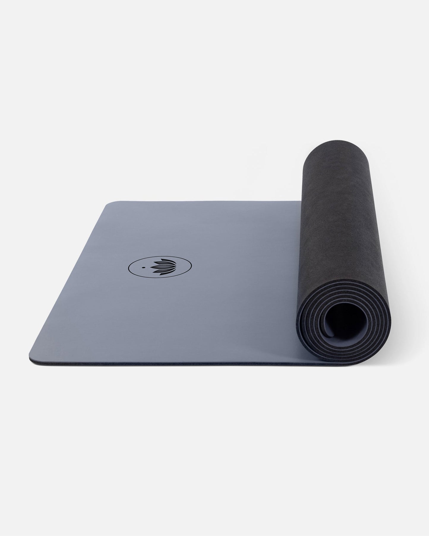 Indigo Dust - Yogamatte PURE halb aufgerollt, seitlich Ansicht | Lotuscrafts