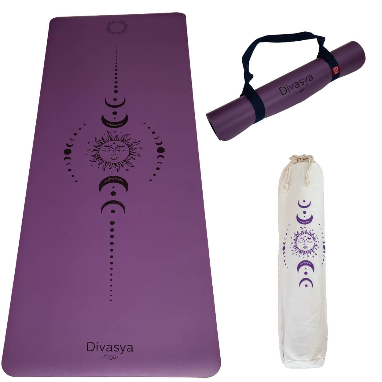 Beste Yogamatte Naturkautschuk rutschfest lila mandala nachhaltig Tragegurt