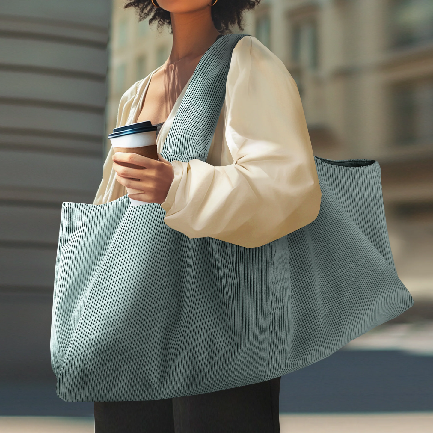 Yoga Big Bag aus Cord (aqua)