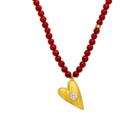 Nachhaltiger Korallen Choker „Open Hearts Shine“, Gold