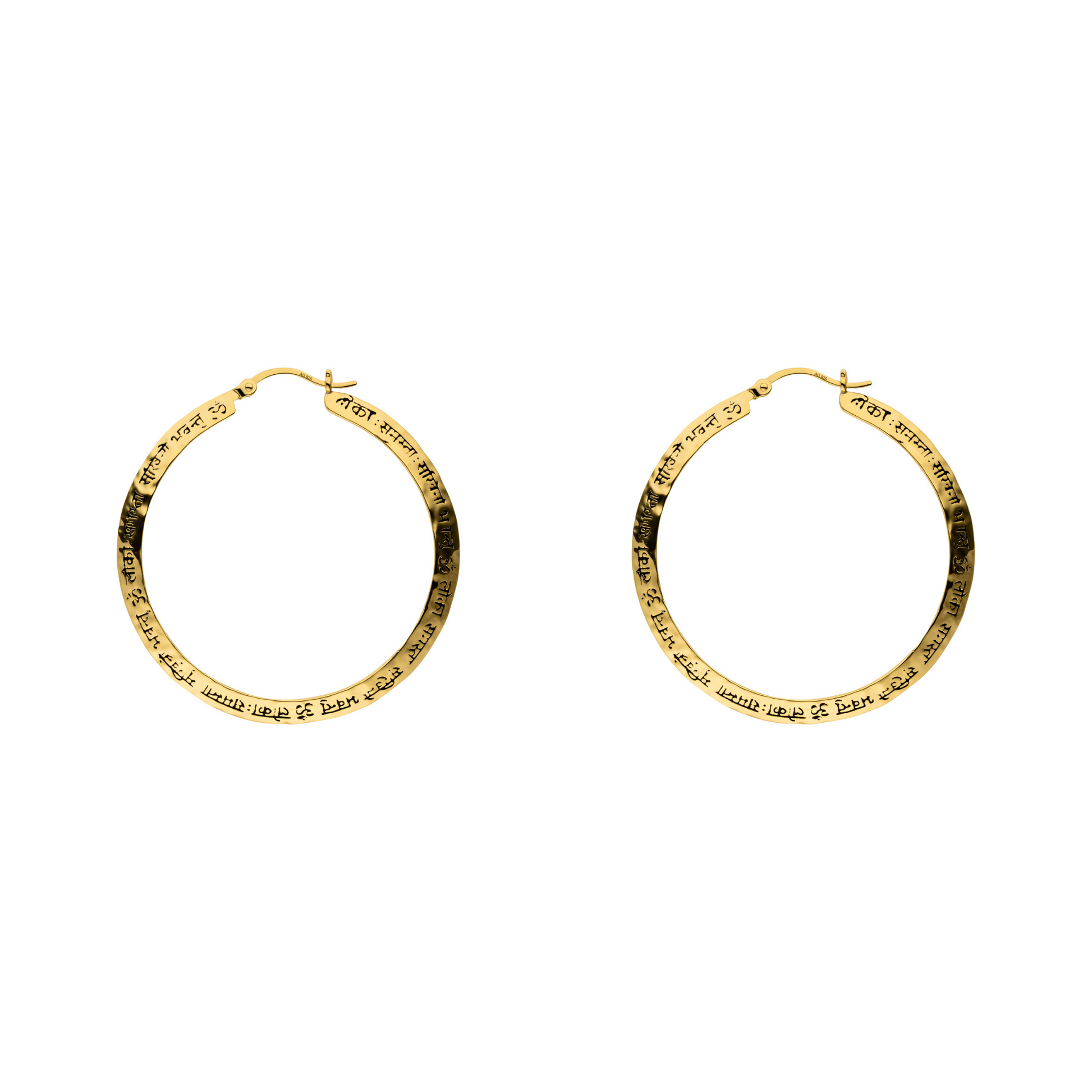Große Mantra Kreolen „Wahrheit“, Gold. eicht im Gewicht, geeignet für jeden Tag. Verbundenheit mit dir & der Welt. Aus reines Sterlingsilber.