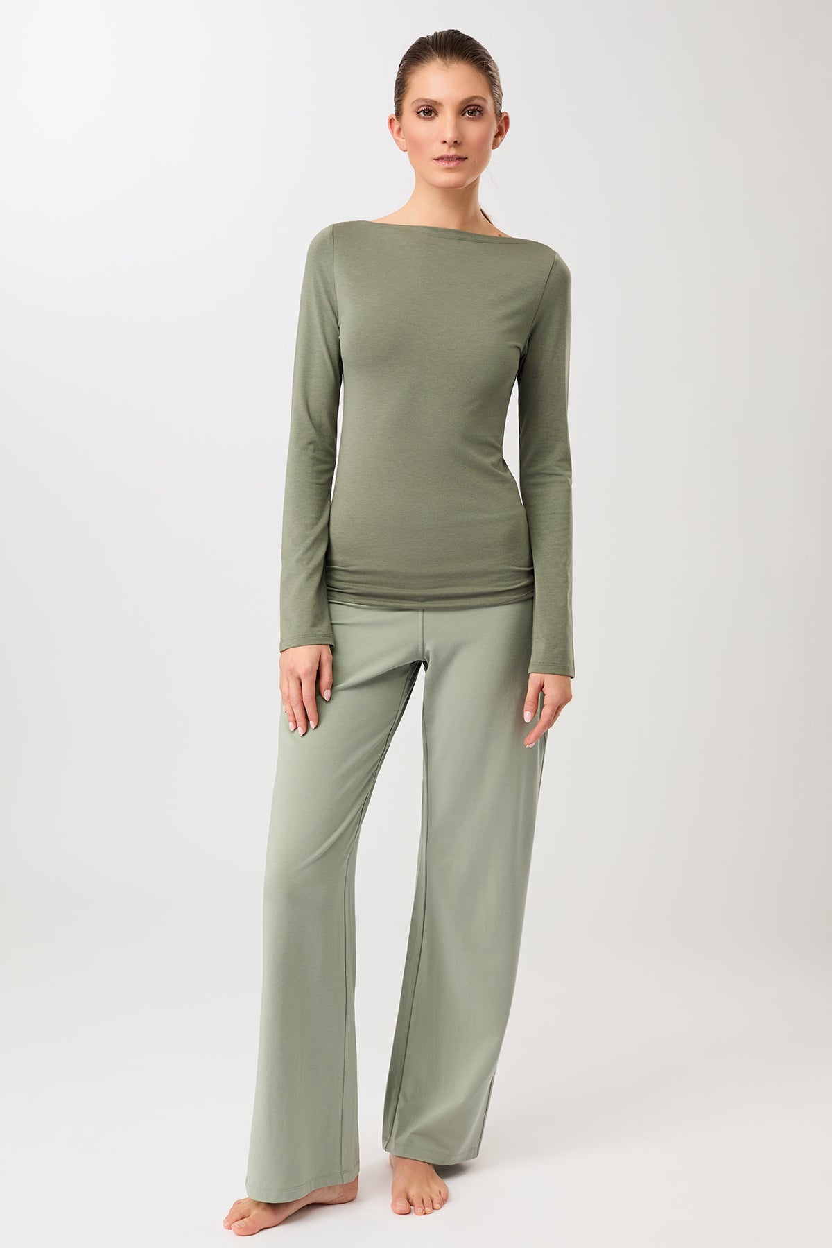 Yoga-Hose mit weitem Bein (grün)
