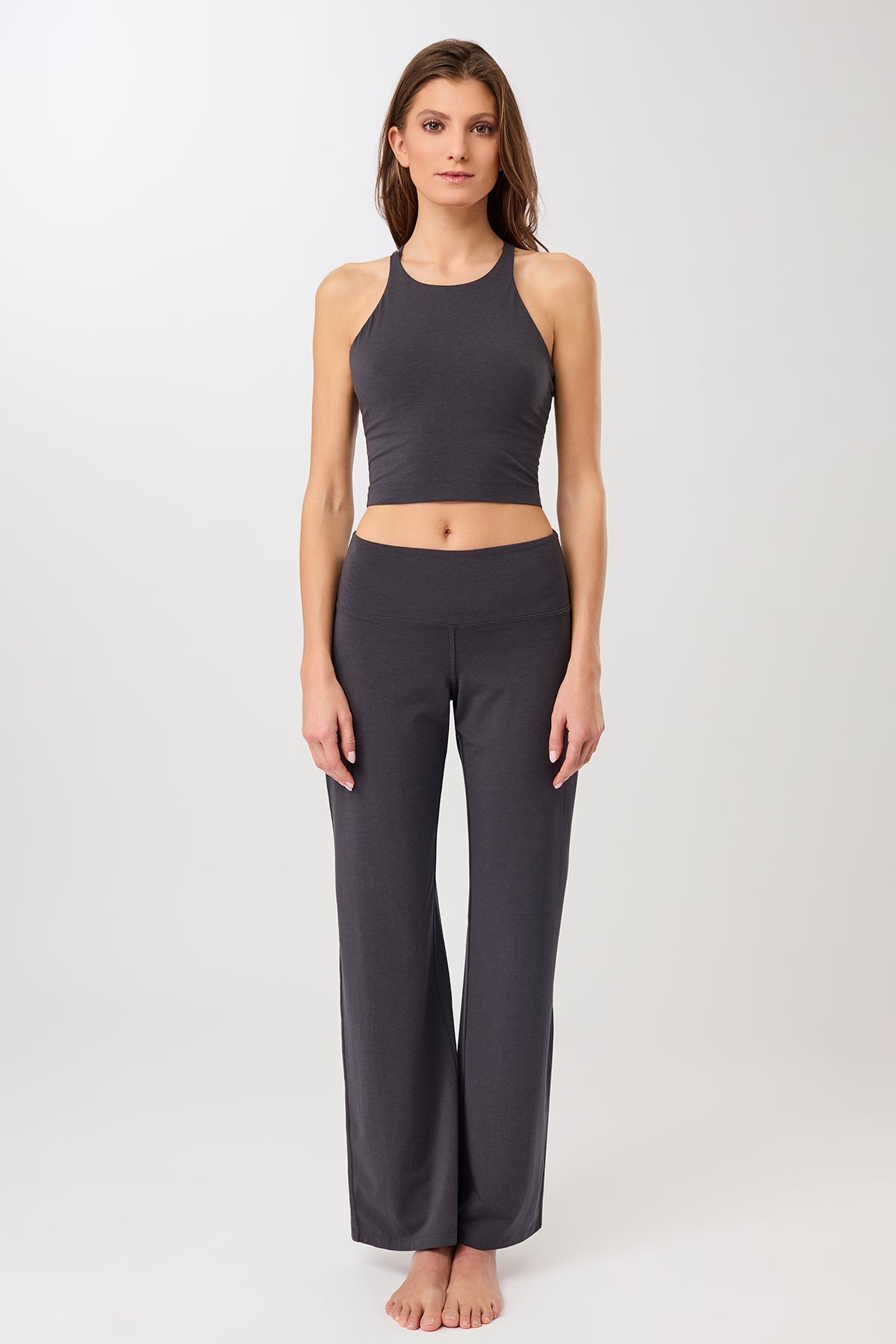 Yoga-Hose mit weitem Bein (grau)