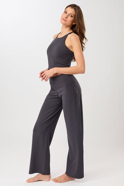 Yoga-Hose mit weitem Bein (grau)
