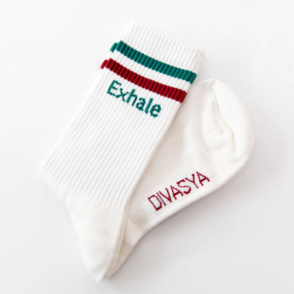 Socken mit Yoga Motiv inhale exhale namaste Bio Baumwolle
